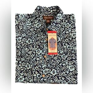 Cooke Street Honolulu Shirt Size S Button Down Shirt Hawaiian Floral Dark Blue